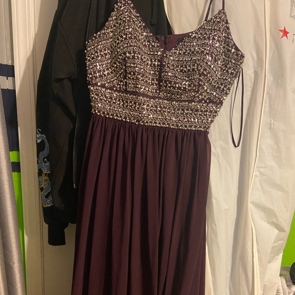 purple long dress
